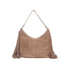 Antin Suede Leather Fringe Hobo & Shoulder Bag - Brown Tan