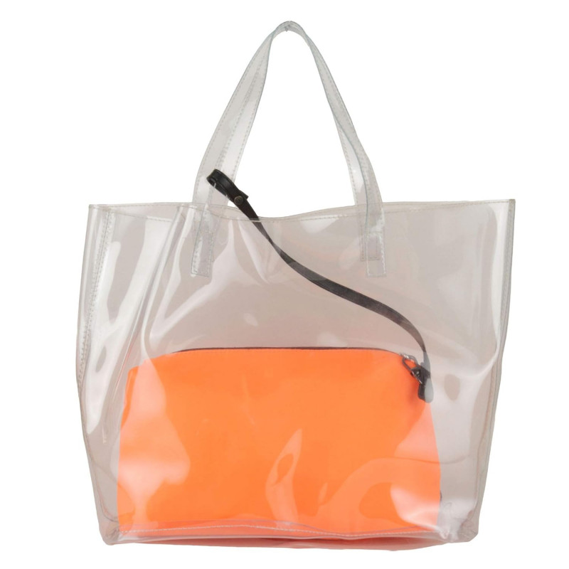 Antin Transparent Tote bag | Shoulder Bag with Orange Neon Clutch