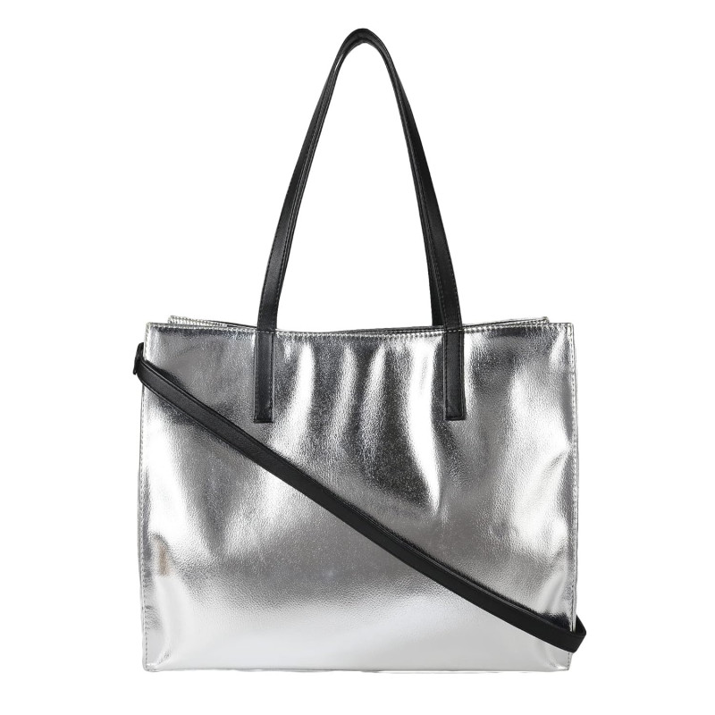 Antin Silver Metallic Faux Leather Shoulder Bags | Tote / Sling Bag