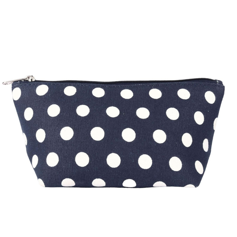 Antin Cotton Canvas Blue Pouch with White Polka Dot