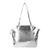 Antin Silver Faux Leather Tote Bag | Animal Print front pocket Handbag