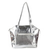 Antin Silver Faux Leather Tote Bag | Animal Print front pocket Handbag