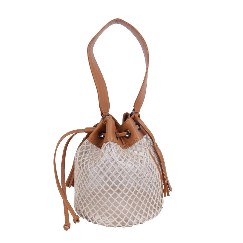 Antin Faux Leather Bucket Sling Bag | Handbag (White/Black)