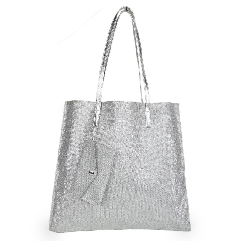 Antin Silver Shimmer Tote Bag for Women & Girls
