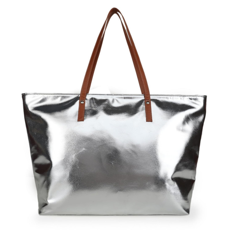 Antin Silver Metallic Fatty Tote Bag | Shoulder & Hand bags