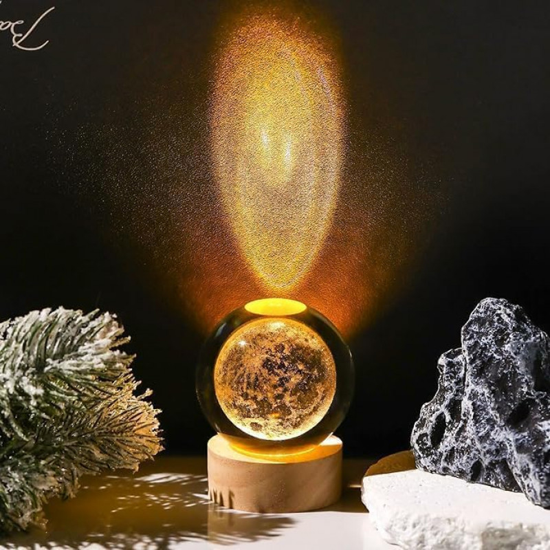 NEEVA CRAFT 3D Moon Astronaut Crystal Ball Night Light with Wooden Base - LED USB Table Lamp for Kids, Teens, and Home Decor(Astronut) NEEVA CRAFT 3D Moon Astronaut Crystal Ball Night Light with Wooden Base - LED USB Table Lamp for Kids, Teens, and Home Decor(Astronut)