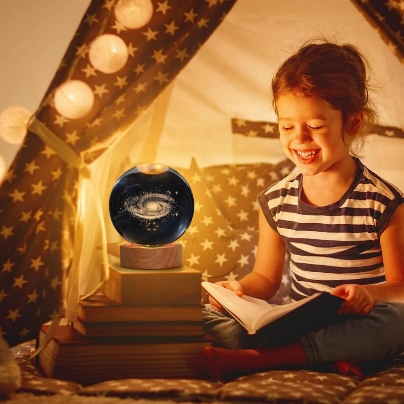 NEEVA CRAFT 3D Moon Astronaut Crystal Ball Night Light with Wooden Base - LED USB Table Lamp for Kids, Teens, and Home Decor(Astronut) NEEVA CRAFT 3D Moon Astronaut Crystal Ball Night Light with Wooden Base - LED USB Table Lamp for Kids, Teens, and Home Decor(Astronut)