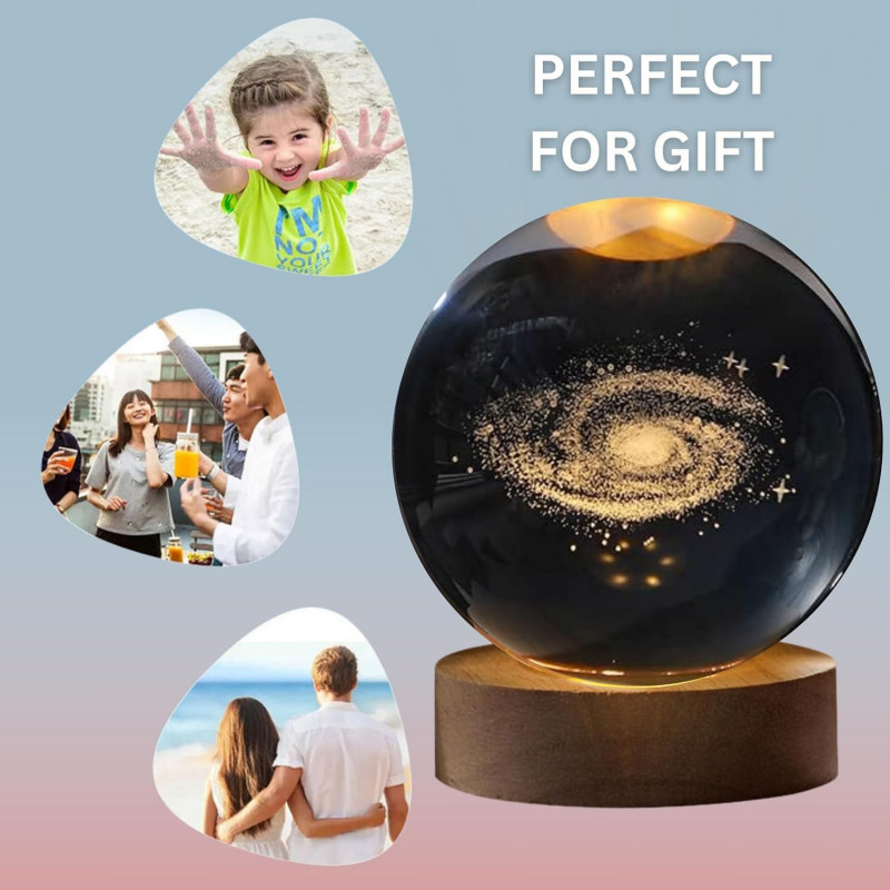 NEEVA CRAFT 3D Moon Astronaut Crystal Ball Night Light with Wooden Base - LED USB Table Lamp for Kids, Teens, and Home Decor(Astronut) NEEVA CRAFT 3D Moon Astronaut Crystal Ball Night Light with Wooden Base - LED USB Table Lamp for Kids, Teens, and Home Decor(Astronut)
