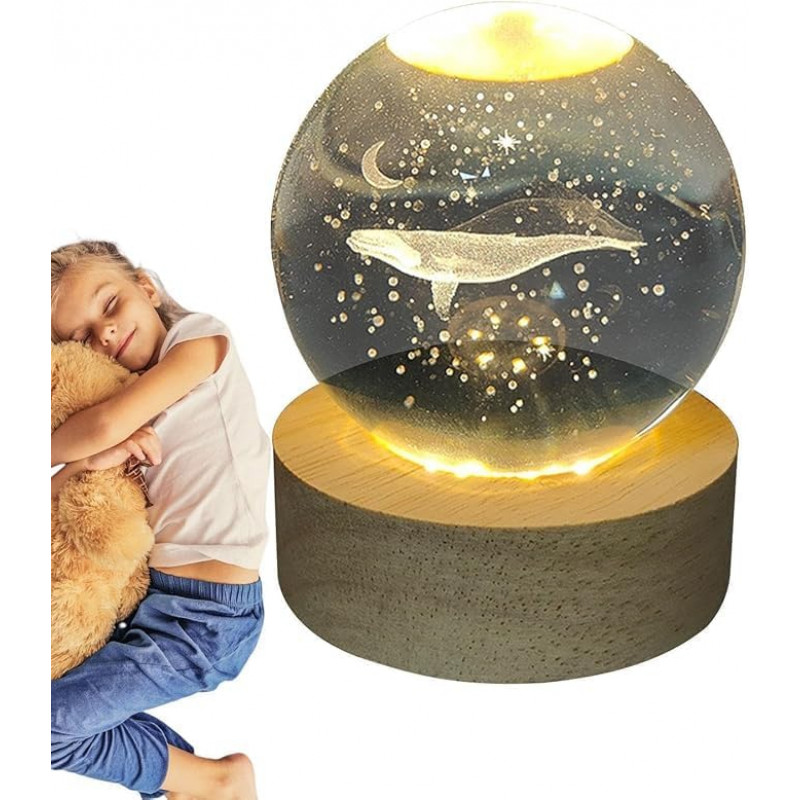 NEEVA CRAFT 3D Moon Astronaut Crystal Ball Night Light with Wooden Base - LED USB Table Lamp for Kids, Teens, and Home Decor(Astronut) NEEVA CRAFT 3D Moon Astronaut Crystal Ball Night Light with Wooden Base - LED USB Table Lamp for Kids, Teens, and Home Decor(Astronut)