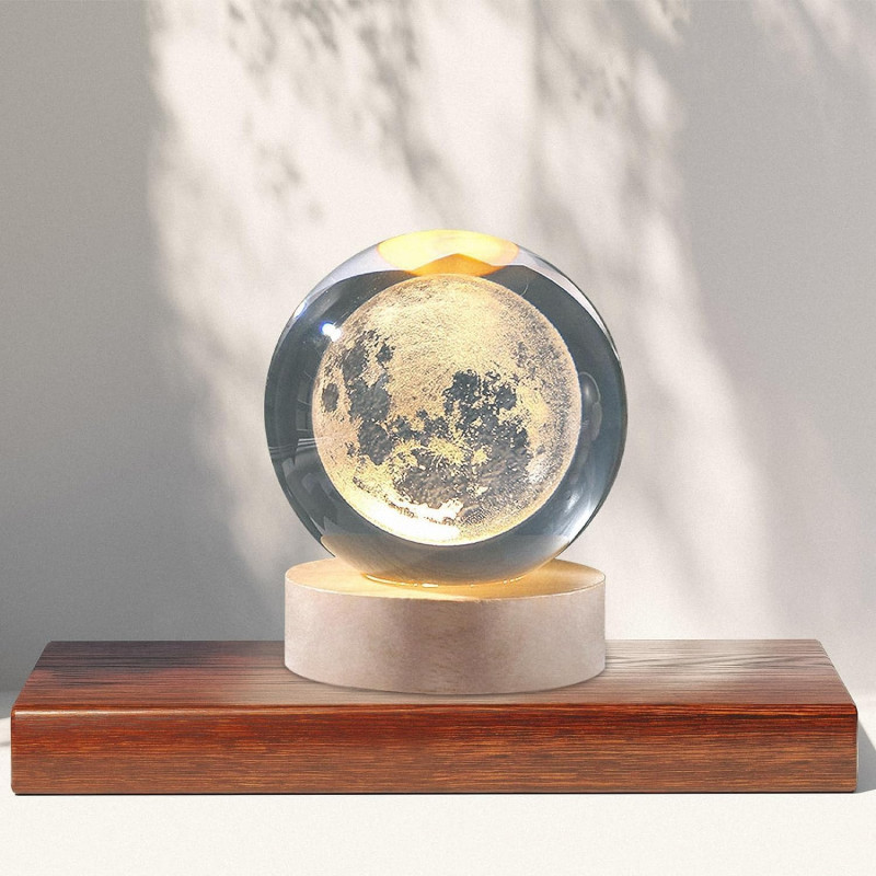 NEEVA CRAFT 3D Moon Astronaut Crystal Ball Night Light with Wooden Base - LED USB Table Lamp for Kids, Teens, and Home Decor(Astronut) NEEVA CRAFT 3D Moon Astronaut Crystal Ball Night Light with Wooden Base - LED USB Table Lamp for Kids, Teens, and Home Decor(Astronut)
