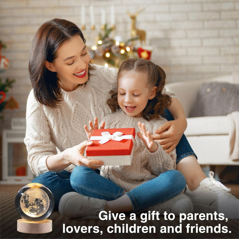 NEEVA CRAFT 3D Moon Astronaut Crystal Ball Night Light with Wooden Base - LED USB Table Lamp for Kids, Teens, and Home Decor(Astronut) NEEVA CRAFT 3D Moon Astronaut Crystal Ball Night Light with Wooden Base - LED USB Table Lamp for Kids, Teens, and Home Decor(Astronut)
