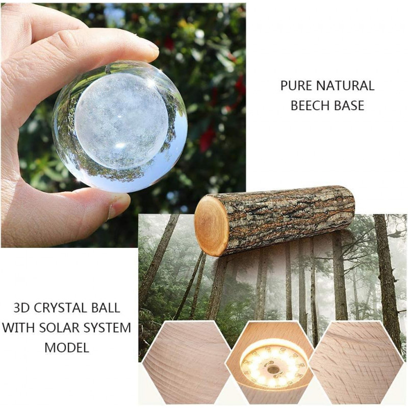 NEEVA CRAFT 3D Moon Astronaut Crystal Ball Night Light with Wooden Base - LED USB Table Lamp for Kids, Teens, and Home Decor(Astronut) NEEVA CRAFT 3D Moon Astronaut Crystal Ball Night Light with Wooden Base - LED USB Table Lamp for Kids, Teens, and Home Decor(Astronut)