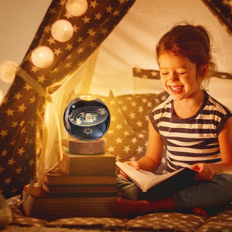 NEEVA CRAFT 3D Moon Astronaut Crystal Ball Night Light with Wooden Base - LED USB Table Lamp for Kids, Teens, and Home Decor(Astronut) NEEVA CRAFT 3D Moon Astronaut Crystal Ball Night Light with Wooden Base - LED USB Table Lamp for Kids, Teens, and Home Decor(Astronut)
