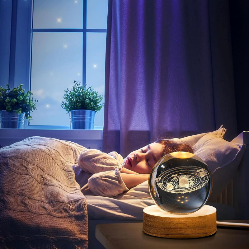 NEEVA CRAFT 3D Moon Astronaut Crystal Ball Night Light with Wooden Base - LED USB Table Lamp for Kids, Teens, and Home Decor(Astronut) NEEVA CRAFT 3D Moon Astronaut Crystal Ball Night Light with Wooden Base - LED USB Table Lamp for Kids, Teens, and Home Decor(Astronut)