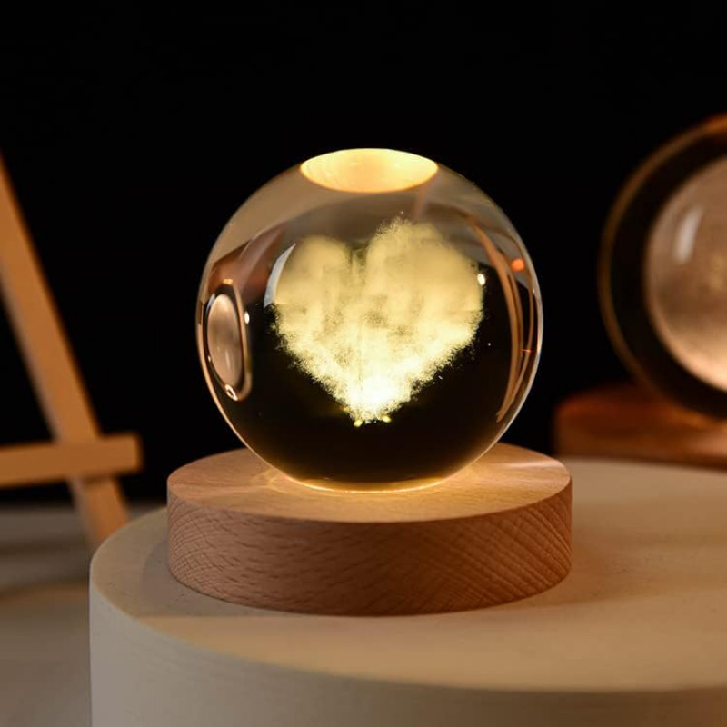 NEEVA CRAFT 3D Moon Astronaut Crystal Ball Night Light with Wooden Base - LED USB Table Lamp for Kids, Teens, and Home Decor(Astronut) NEEVA CRAFT 3D Moon Astronaut Crystal Ball Night Light with Wooden Base - LED USB Table Lamp for Kids, Teens, and Home Decor(Astronut)