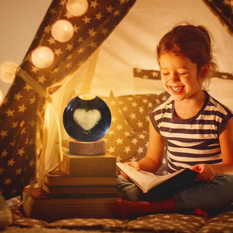 NEEVA CRAFT 3D Moon Astronaut Crystal Ball Night Light with Wooden Base - LED USB Table Lamp for Kids, Teens, and Home Decor(Astronut) NEEVA CRAFT 3D Moon Astronaut Crystal Ball Night Light with Wooden Base - LED USB Table Lamp for Kids, Teens, and Home Decor(Astronut)