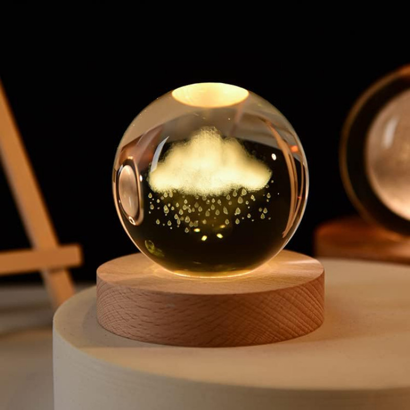 NEEVA CRAFT 3D Moon Astronaut Crystal Ball Night Light with Wooden Base - LED USB Table Lamp for Kids, Teens, and Home Decor(Astronut) NEEVA CRAFT 3D Moon Astronaut Crystal Ball Night Light with Wooden Base - LED USB Table Lamp for Kids, Teens, and Home Decor(Astronut)