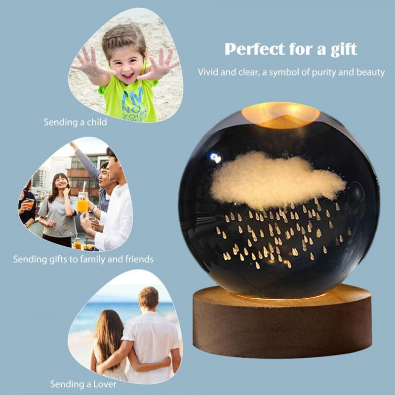 NEEVA CRAFT 3D Moon Astronaut Crystal Ball Night Light with Wooden Base - LED USB Table Lamp for Kids, Teens, and Home Decor(Astronut) NEEVA CRAFT 3D Moon Astronaut Crystal Ball Night Light with Wooden Base - LED USB Table Lamp for Kids, Teens, and Home Decor(Astronut)