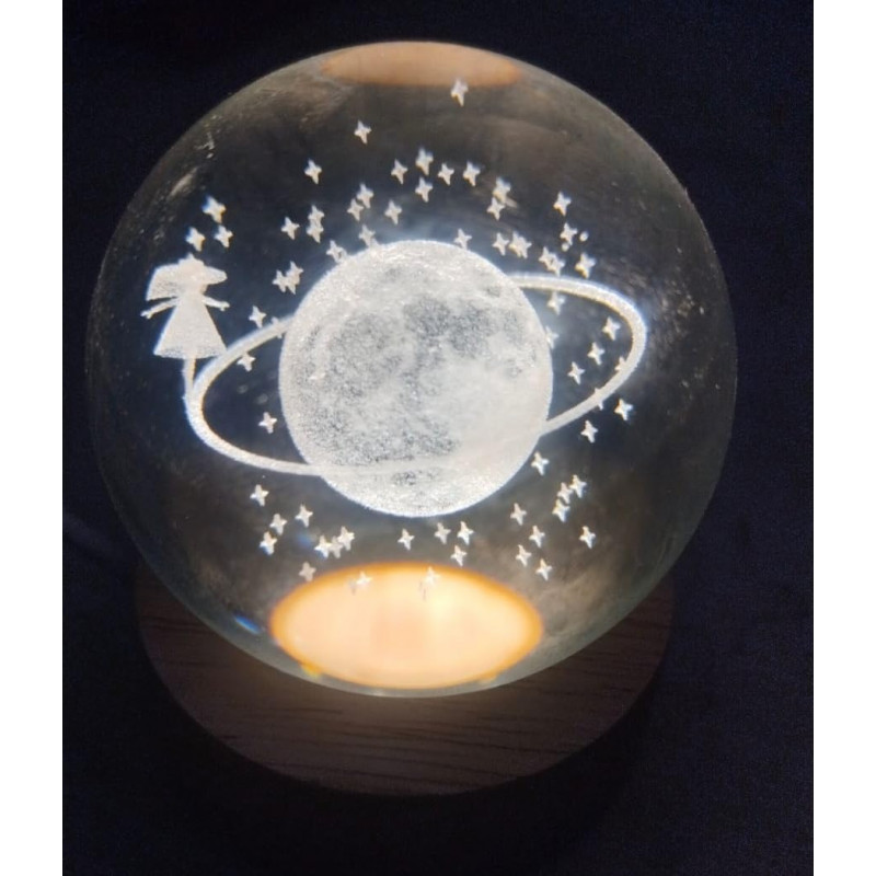 NEEVA CRAFT 3D Moon Astronaut Crystal Ball Night Light with Wooden Base - LED USB Table Lamp for Kids, Teens, and Home Decor(Astronut) NEEVA CRAFT 3D Moon Astronaut Crystal Ball Night Light with Wooden Base - LED USB Table Lamp for Kids, Teens, and Home Decor(Astronut)