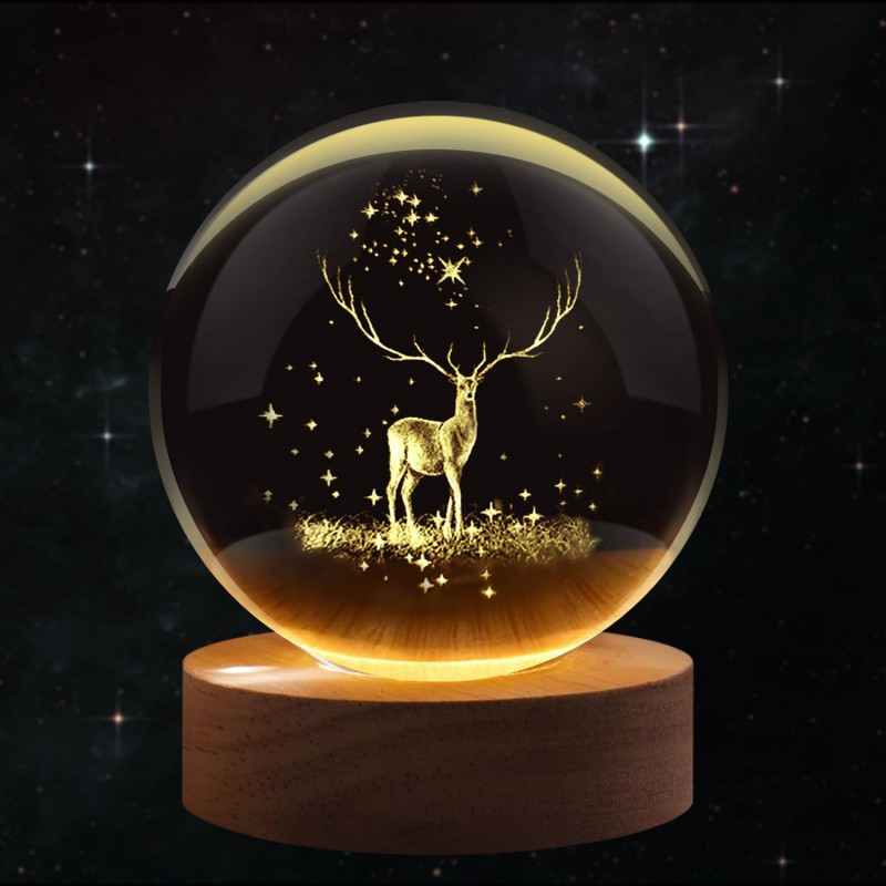 NEEVA CRAFT 3D Moon Astronaut Crystal Ball Night Light with Wooden Base - LED USB Table Lamp for Kids, Teens, and Home Decor(Astronut) NEEVA CRAFT 3D Moon Astronaut Crystal Ball Night Light with Wooden Base - LED USB Table Lamp for Kids, Teens, and Home Decor(Astronut)