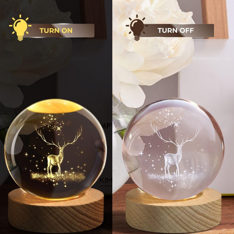 NEEVA CRAFT 3D Moon Astronaut Crystal Ball Night Light with Wooden Base - LED USB Table Lamp for Kids, Teens, and Home Decor(Astronut) NEEVA CRAFT 3D Moon Astronaut Crystal Ball Night Light with Wooden Base - LED USB Table Lamp for Kids, Teens, and Home Decor(Astronut)