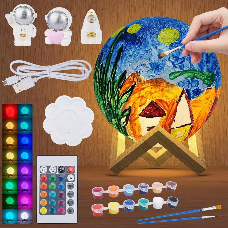 NEEVA CRAFT 3D Moon Astronaut Crystal Ball Night Light with Wooden Base - LED USB Table Lamp for Kids, Teens, and Home Decor(Astronut) NEEVA CRAFT 3D Moon Astronaut Crystal Ball Night Light with Wooden Base - LED USB Table Lamp for Kids, Teens, and Home Decor(Astronut)