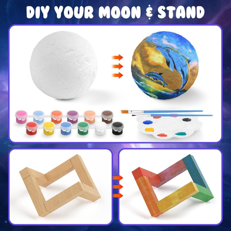 NEEVA CRAFT 3D Moon Astronaut Crystal Ball Night Light with Wooden Base - LED USB Table Lamp for Kids, Teens, and Home Decor(Astronut) NEEVA CRAFT 3D Moon Astronaut Crystal Ball Night Light with Wooden Base - LED USB Table Lamp for Kids, Teens, and Home Decor(Astronut)