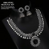 Antique Vintage Oxidised Silver Kolhapuri Stone Choker Necklace Set with Jhumka Earrings for Girls
