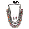 Oxidised Silver Tribal Necklace Jewellery Set for Women | Latest Multicolour