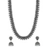 Ethnic Silver Oxidised Long Choker Necklace Set with Earrings Traditional Jewellery Set