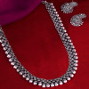 Ethnic Silver Oxidised Long Choker Necklace Set with Earrings Traditional Jewellery Set