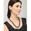 Ethnic Silver Oxidised Long Choker Necklace Set with Earrings Traditional Jewellery Set
