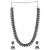 Ethnic Silver Oxidised Long Choker Necklace Set with Earrings Traditional Jewellery Set