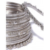 Silver Plated Afghani Tribal Necklace Jewellery set with Earrings and Bangles Combo