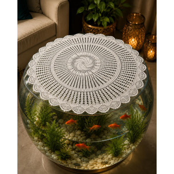 Handmade Crochet Lace Round Table Mat Placement (24 Inch, Cream)