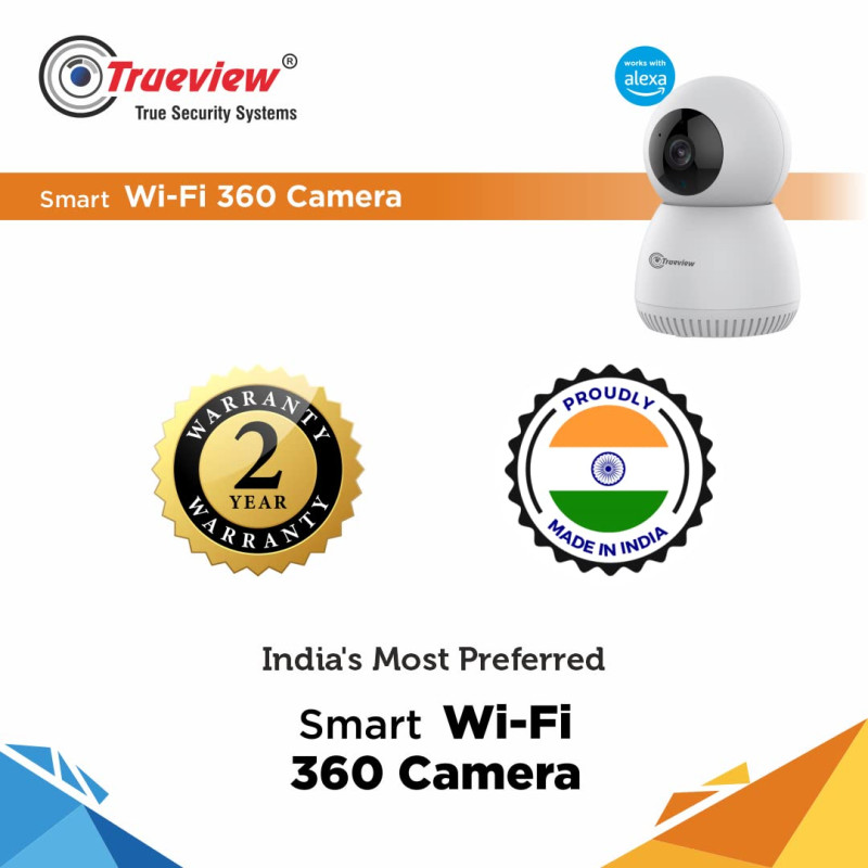 Trueview 3MP WiFi Robot Security Camera | 360° Pan Tilt | All-Time Color Night Vision | AI Auto Tracking & 2-Way Audio | Alexa Compatible | Supports 256GB Memory Card | STQC Certified for Privacy