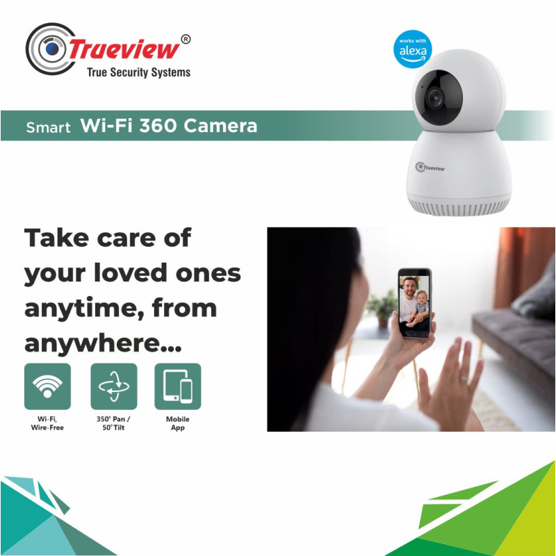 Trueview 3MP WiFi Robot Security Camera | 360° Pan Tilt | All-Time Color Night Vision | AI Auto Tracking & 2-Way Audio | Alexa Compatible | Supports 256GB Memory Card | STQC Certified for Privacy