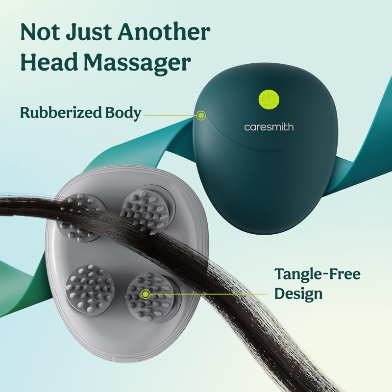 Caresmith Revive Scalp Massager with Detachable Heads | 96 Silicon Kneading Points | Body, Scalp & Head Massager for Hair Growth (Green)
