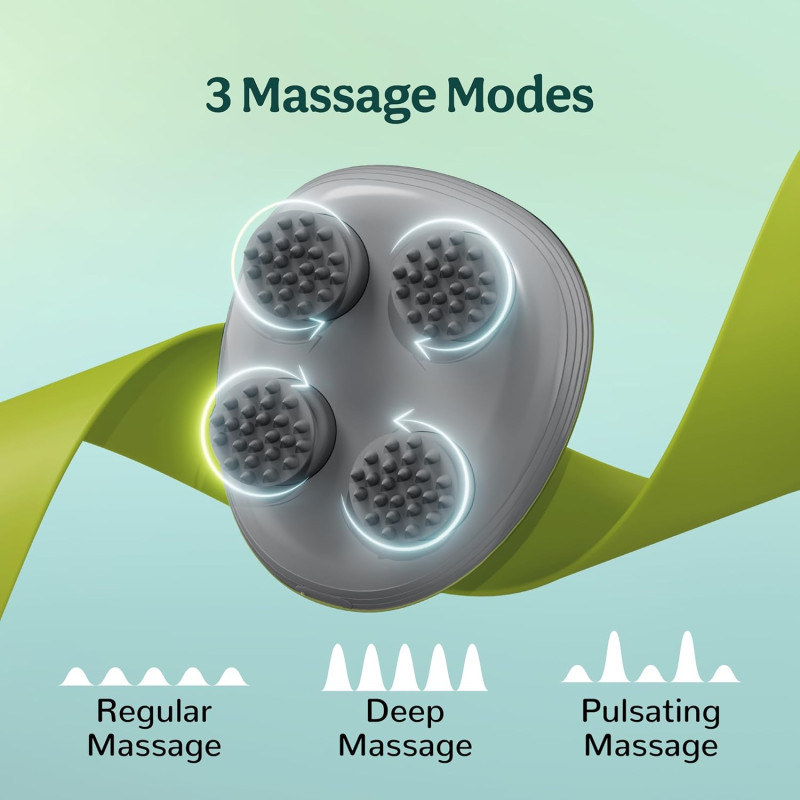 Caresmith Revive Scalp Massager with Detachable Heads | 96 Silicon Kneading Points | Body, Scalp & Head Massager for Hair Growth (Green)