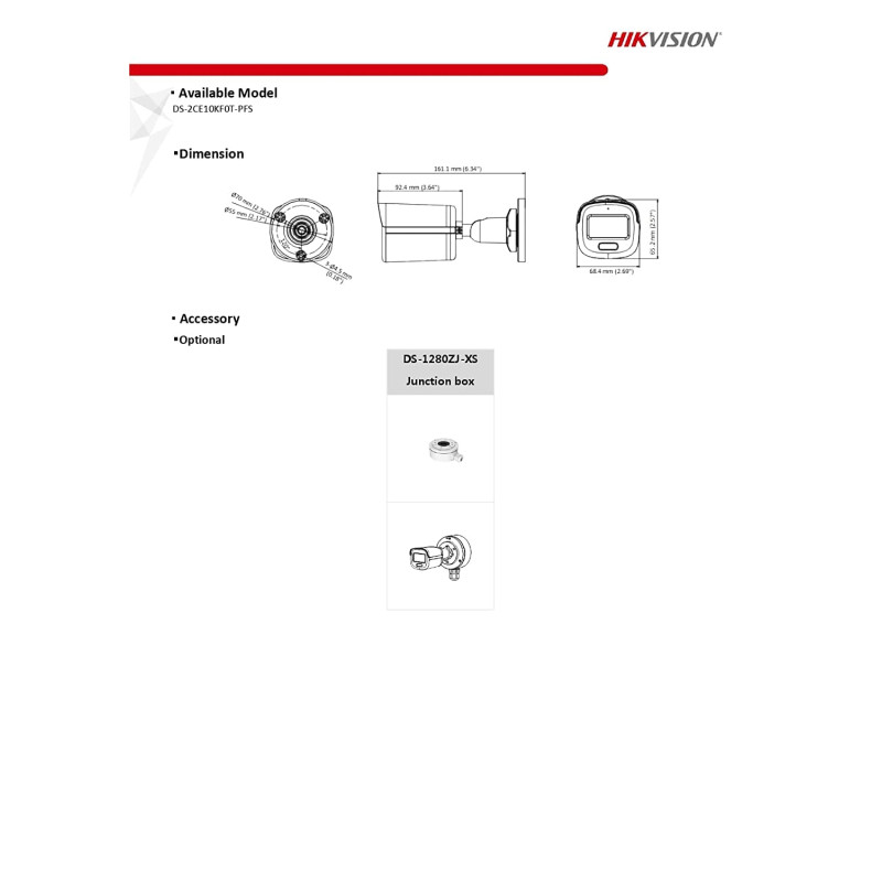 HIKVISION 3K ColorVu Audio Fixed Mini Bullet Camera DS-2CE10KF0T-PFS