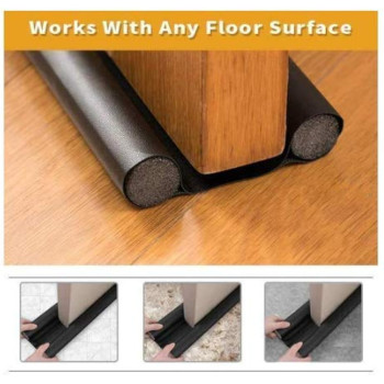 Door Bottom Sealing Strip Guard for Home | Door Stoppers Seal | Door Closers | Sound-Proof Reduce Noise Energy Saving Weather Stripping (Brown/Black) - 39 inches, Pack of 3