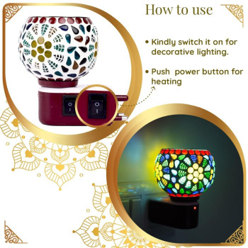 Electric Aroma Diffuser | Kapoor dani Night Lamp | Premium Home Decor Lamp, Soothing Fragrance Ambience by Using Laung, Kapoor, Essential Oil