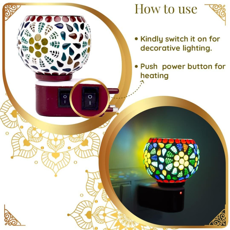 Electric Aroma Diffuser | Kapoor dani Night Lamp | Premium Home Decor Lamp, Soothing Fragrance Ambience by Using Laung, Kapoor, Essential Oil