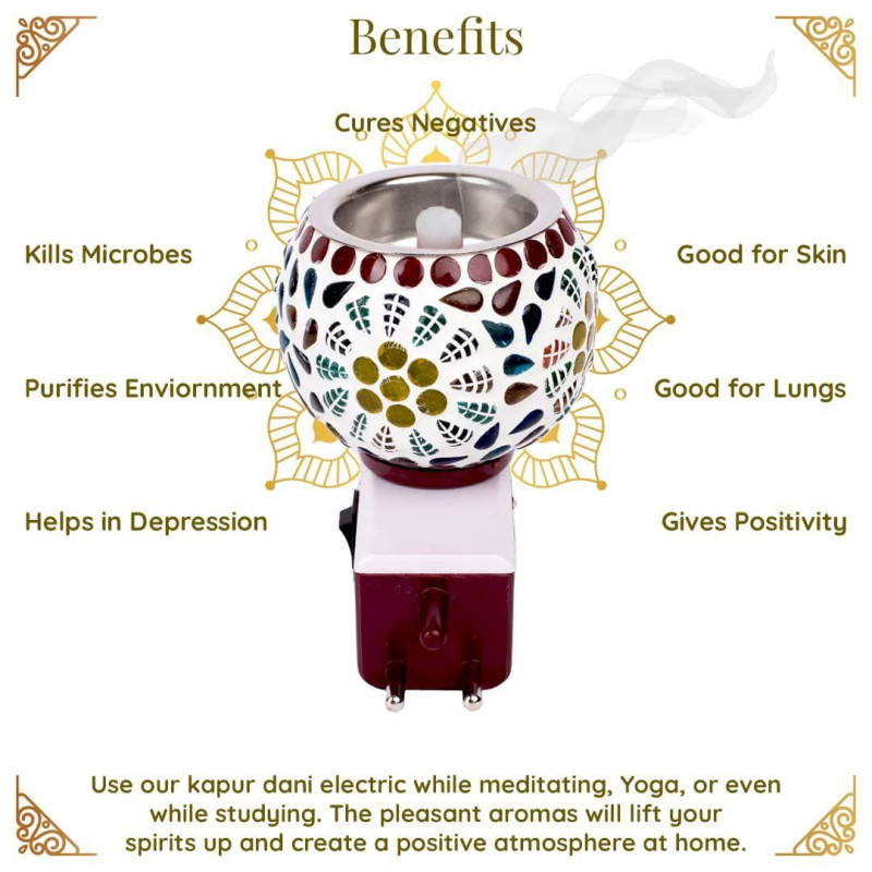 Electric Aroma Diffuser | Kapoor dani Night Lamp | Premium Home Decor Lamp, Soothing Fragrance Ambience by Using Laung, Kapoor, Essential Oil
