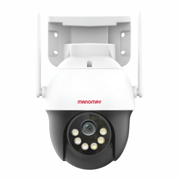 MANOMAY Protect Pro 3MP 4G SIM Security Camera | 360 degree Outdoor Pan Tilt CCTV | STQC Approved | Smart AI Human Auto Tracking | Two-Way Audio | Color Night Vision | IP66 Waterproof, Alexa, 256GB Memory Card