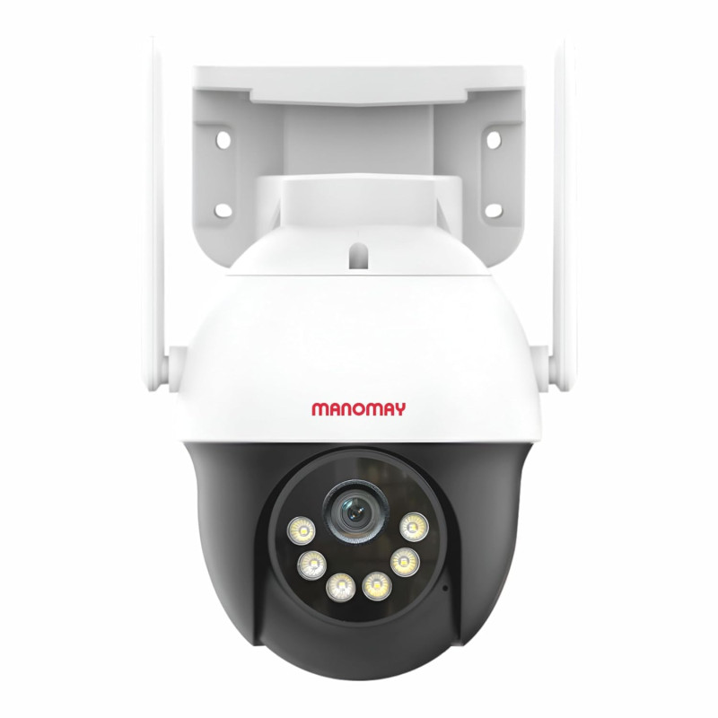 MANOMAY Protect Pro 3MP 4G SIM Security Camera | 360 degree Outdoor Pan Tilt CCTV | STQC Approved | Smart AI Human Auto Tracking | Two-Way Audio | Color Night Vision | IP66 Waterproof, Alexa, 256GB Memory Card