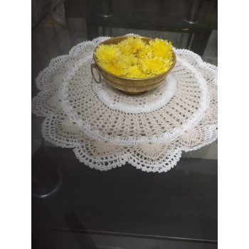 Handmade Crochet White Round Table Centrepiece | 20 cm Diameter