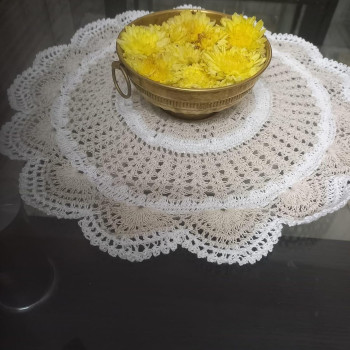 Handmade Crochet White Round Table Centrepiece | 20 cm Diameter