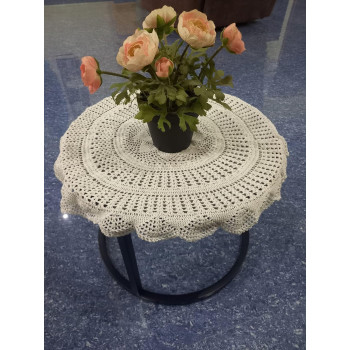 Handmade Crochet Place Mat | Multi Purpose Mat for Home (Diameter 60 cm, White)