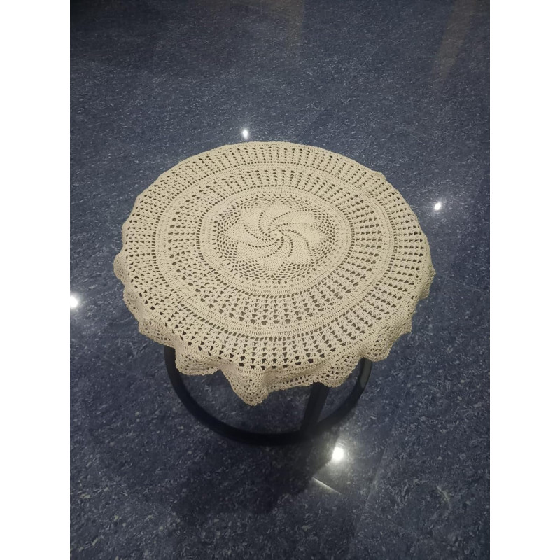 Handmade Crochet Place Mat | Multi Purpose Mat for Home (Diameter 60 cm, White)